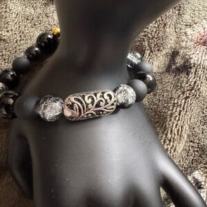 Elegant Black and Silver Beaded Bracelet